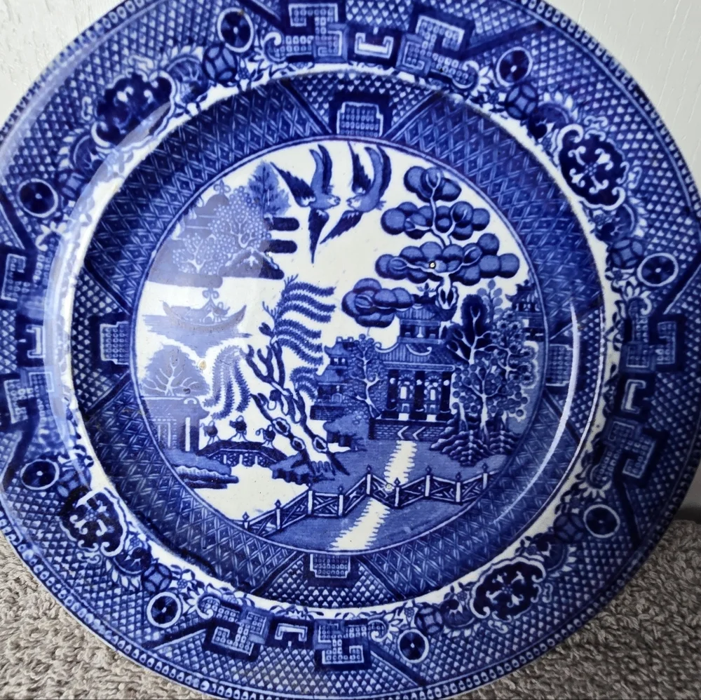 Blue Willow 7-5/8 Plate Staffordshire J.M.&S. DERP BLUE